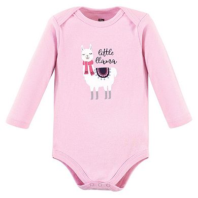 Hudson Baby Infant Girl Cotton Long-Sleeve Bodysuits, Little Llama