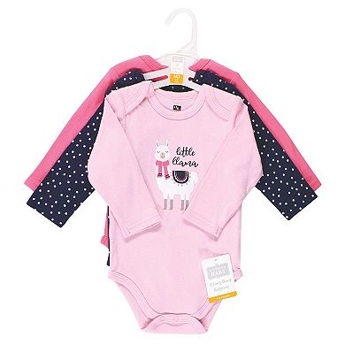 Hudson Baby Infant Girl Cotton Long-Sleeve Bodysuits, Little Llama