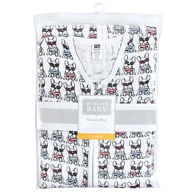 Hudson Baby Infant Boy Long Sleeve Muslin Sleeping Bag, Wearable Blanket, Sleep Sack, French Dog