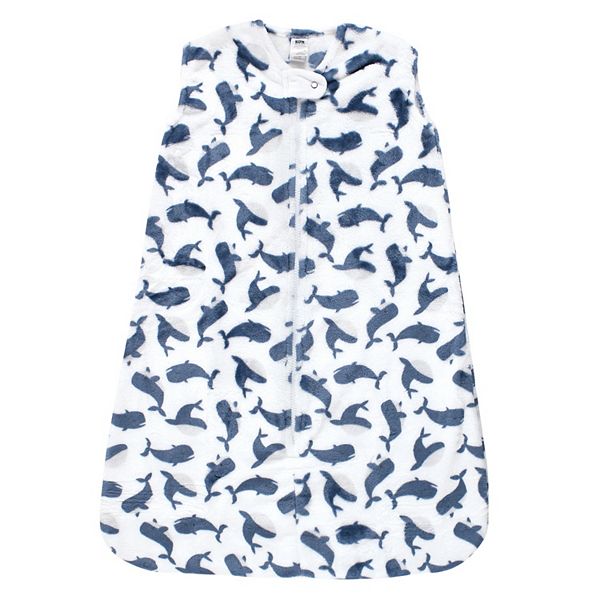 Hudson Baby Infant Boy Plush Sleeping Bag, Sack, Blanket, Sleeveless Whale - Blue (6-12MONTHS)