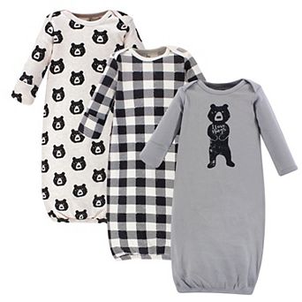 Yoga Sprout Baby Boy Cotton Long-Sleeve Gowns 3 pk Bear Hugs