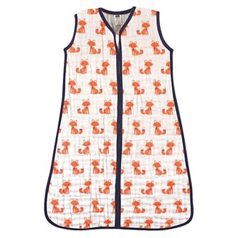 Hudson Baby Infant Boy Muslin Cotton Sleeveless Wearable Sleeping Bag, Sack, Blanket, Foxes