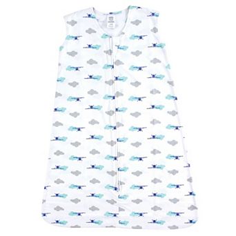 Luvable Friends Baby Boy Sleeveless Jersey Cotton Sleeping Bag, Airplane Cloud Jersey, 0-6 Months