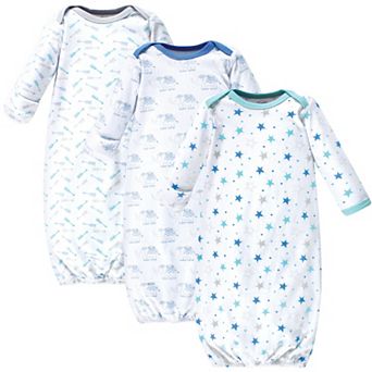 Luvable Friends Baby Boy Cotton Long-Sleeve Gowns 3 pk Boy Elephant Stars