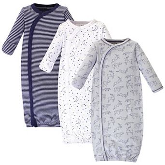 Touched by Nature Baby Boy Organic Cotton Side-Closure Snap Long-Sleeve Gowns 3 pk Constellation