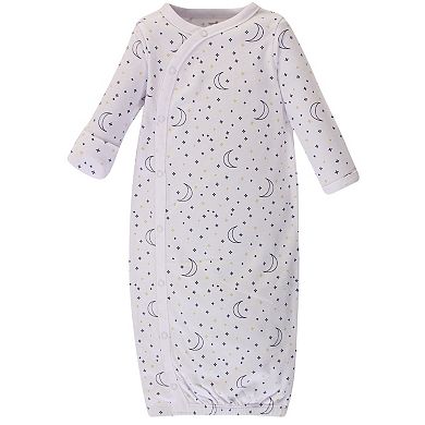 Touched by Nature Baby Boy Organic Cotton Side-Closure Snap Long-Sleeve Gowns 3pk, Constellation