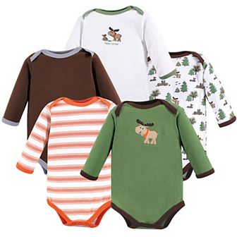 Baby Boy Cotton Long-Sleeve Bodysuits 5 pk