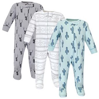 Yoga Sprout Baby Boy Cottton Zipper Sleep and Play 3 pk Cactus