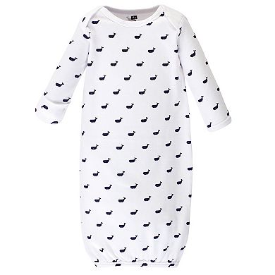 Hudson Baby Infant Boy Cotton Long-Sleeve Gowns 4pk, Handsome Whale
