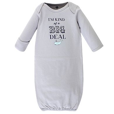 Hudson Baby Infant Boy Cotton Long-Sleeve Gowns 4pk, Handsome Whale