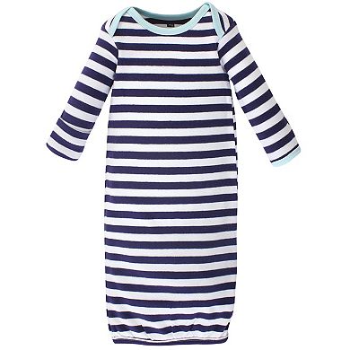 Hudson Baby Infant Boy Cotton Long-Sleeve Gowns 4pk, Handsome Whale