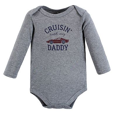 Hudson Baby Infant Boy Cotton Long-Sleeve Bodysuits, Cars 5-Pack