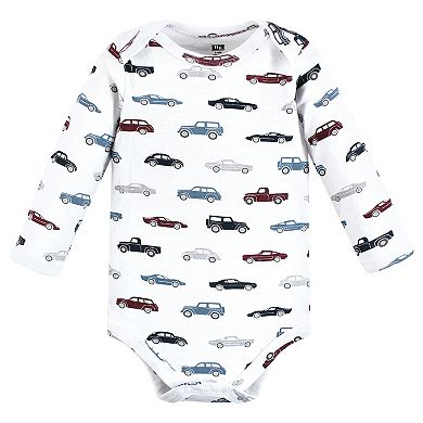 Hudson Baby Infant Boy Cotton Long-Sleeve Bodysuits, Cars 5-Pack