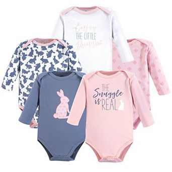 Yoga Sprout Baby Girl Cotton Long-Sleeve Bodysuits 5 pk Snuggle Bunny