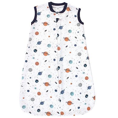 Hudson Baby Infant Boy Premium Quilted Sleeveless Sleeping Bag and Wearable Blanket, Space
