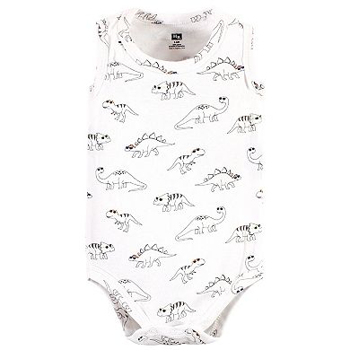 Hudson Baby Infant Boy Cotton Sleeveless Bodysuits, Cool Dinosaurs