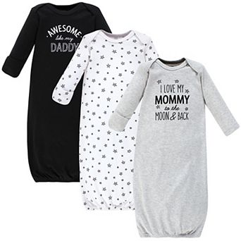 Hudson Baby Infant Boy Cotton Gowns, Mom Dad Moon And Back, Preemie/Newborn