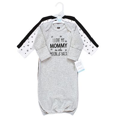 Hudson Baby Infant Boy Cotton Gowns, Mom Dad Moon And Back, Preemie/Newborn