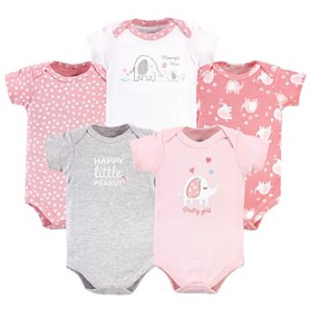 Luvable Friends Baby Girl Cotton Bodysuits, Girl Basic Elephant
