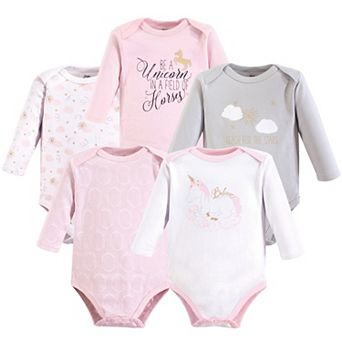 Yoga Sprout Baby Girl Cotton Long-Sleeve Bodysuits 5 pk Unicorn