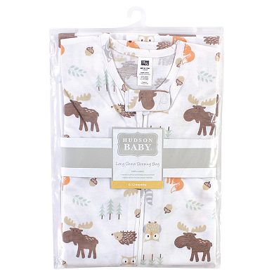 Hudson Baby Infant Boy Long Sleeve Cotton Jersey Sleeping Bag, Boy Woodland