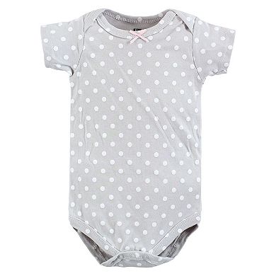 Hudson Baby Infant Girl Cotton Bodysuits, Pink Gray Elephant, 3-6 Months