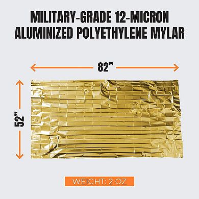 Mekkapro Emergency Mylar Thermal Blankets (4-pack), Pocket Sized For Emergencies, Camping (gold)