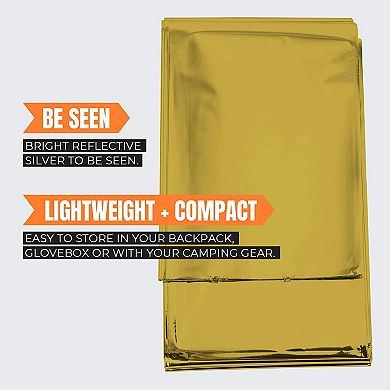 Mekkapro Emergency Mylar Thermal Blankets (4-pack), Pocket Sized For Emergencies, Camping (gold)