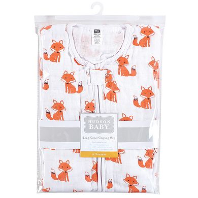 Hudson Baby Infant Boy Long Sleeve Muslin Sleeping Bag, Wearable Blanket, Sleep Sack, Foxes