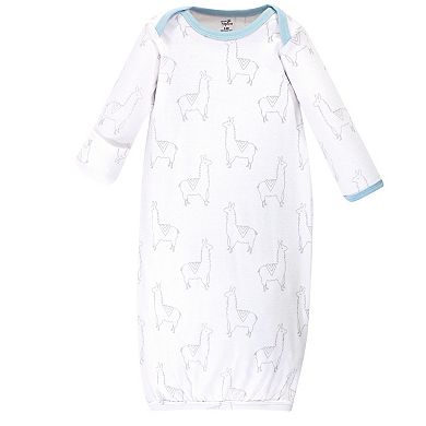 Touched by Nature Baby Boy Organic Cotton Long-Sleeve Gowns 3pk, Cactus Llama