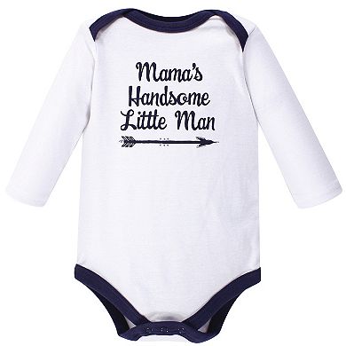 Hudson Baby Infant Boy Cotton Long-Sleeve Bodysuits 5pk, Handsome Little Man