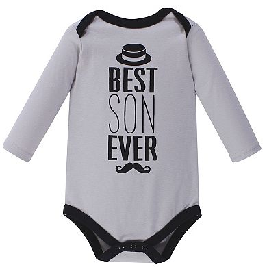 Hudson Baby Infant Boy Cotton Long-Sleeve Bodysuits 5pk, Handsome Little Man