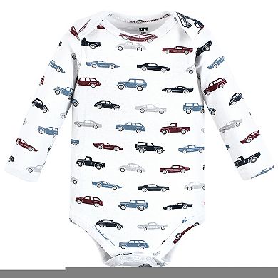 Hudson Baby Infant Boy Cotton Long-Sleeve Bodysuits, Cars 3-Pack