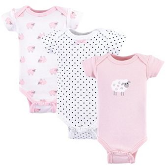 Luvable Friends Baby Girl Cotton Preemie Bodysuits 3 pk Pink Sheep, Preemie