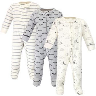 Touched by Nature Baby Boy Organic Cotton Zipper Sleep and Play 3 pk Mr Moon