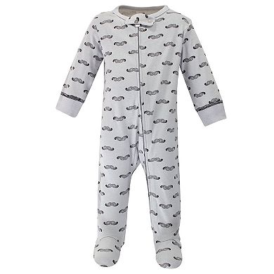 Touched by Nature Baby Boy Organic Cotton Zipper Sleep and Play 3pk, Mr Moon