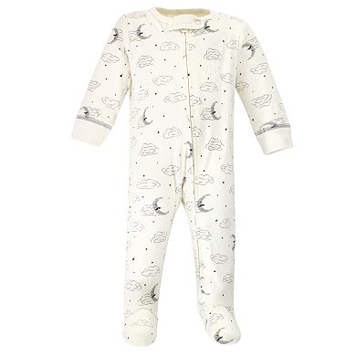Touched by Nature Baby Boy Organic Cotton Zipper Sleep and Play 3pk, Mr Moon
