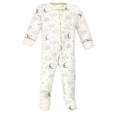 Touched by Nature Baby Boy Organic Cotton Zipper Sleep and Play 3pk, Mr Moon, 6-9 Months