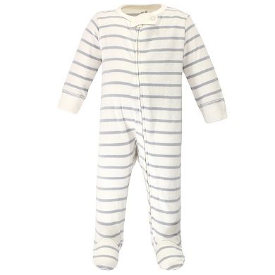 Touched by Nature Baby Boy Organic Cotton Zipper Sleep and Play 3pk, Mr Moon