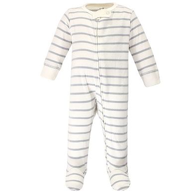 Touched by Nature Baby Boy Organic Cotton Zipper Sleep and Play 3pk, Mr Moon, 6-9 Months