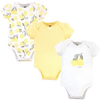 Hudson Baby Infant Girl Cotton Bodysuits 3 pk Lemon