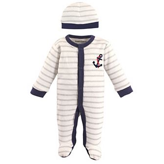 Luvable Friends Baby Boy Cotton Preemie Snap Sleep and Play and Cap 2 pc Set, Anchor, Preemie