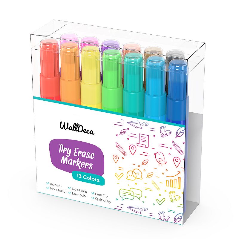 WallDeca Wet Erase Markers Fine Point, Assorted