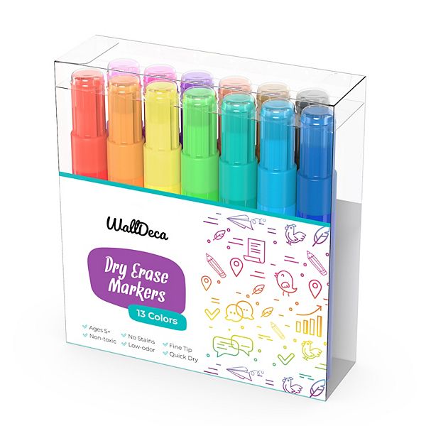 Walldeca Dry-erase Thick Fine Line Markers, Non-toxic Art Tools For Kids &  Toddlers 5+ (25 Pack)