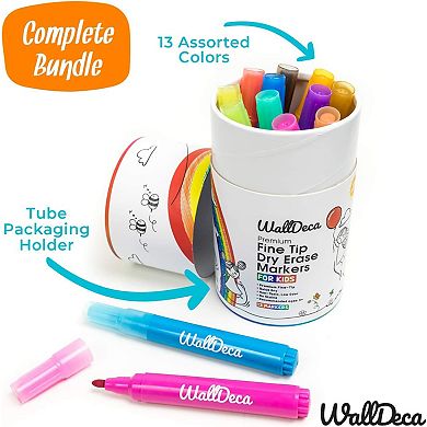 Walldeca Dry-erase Thick Fine Line Markers, Non-toxic Art Tools For Kids & Toddlers 5+ (25 Pack)