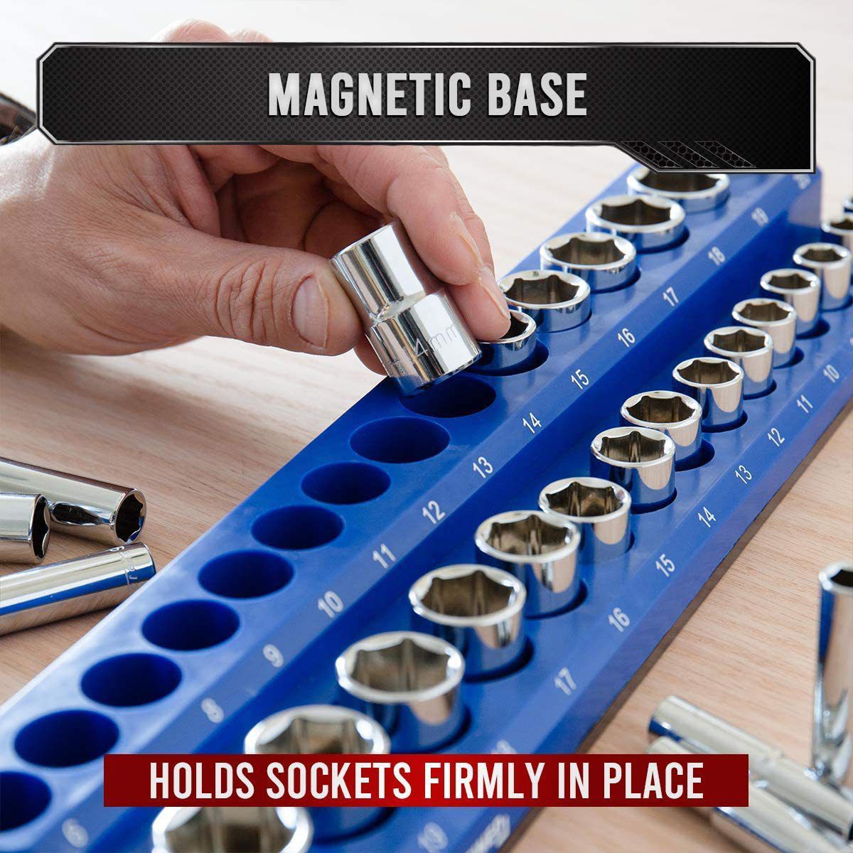 Precision Defined Magnetic Tool Socket Organizer 3-pc Bundle Set, Blue ...