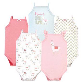Hudson Baby Infant Girl Cotton Sleeveless Bodysuits 5 pk Llama