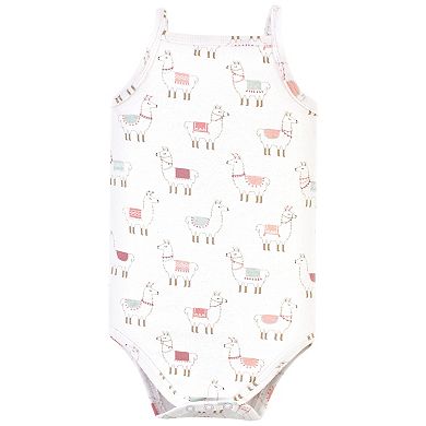Hudson Baby Infant Girl Cotton Sleeveless Bodysuits 5pk, Llama