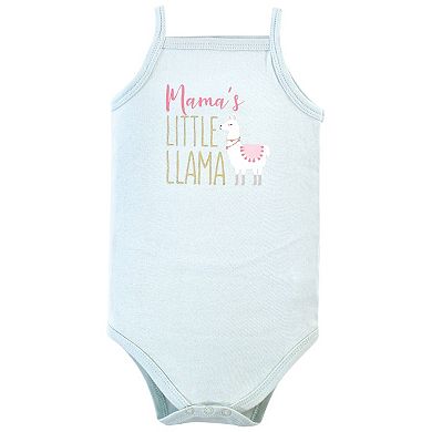 Hudson Baby Infant Girl Cotton Sleeveless Bodysuits 5pk, Llama