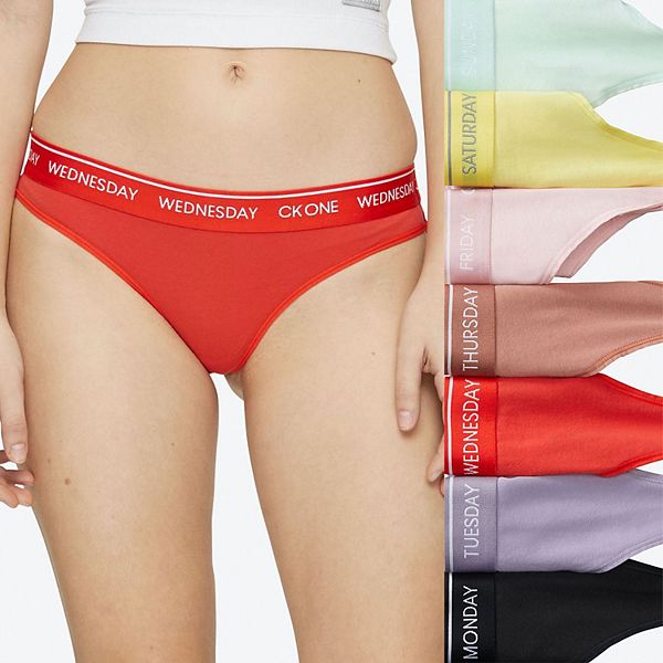 Women s Calvin Klein CK One Days of the Week 7 Pack Thong Panty Set QF5937